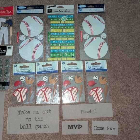 NEW Lot 14 Baseball Player Bat Scrapbook Dimensional Sticker Embellishment Game - Picture 2 of 3